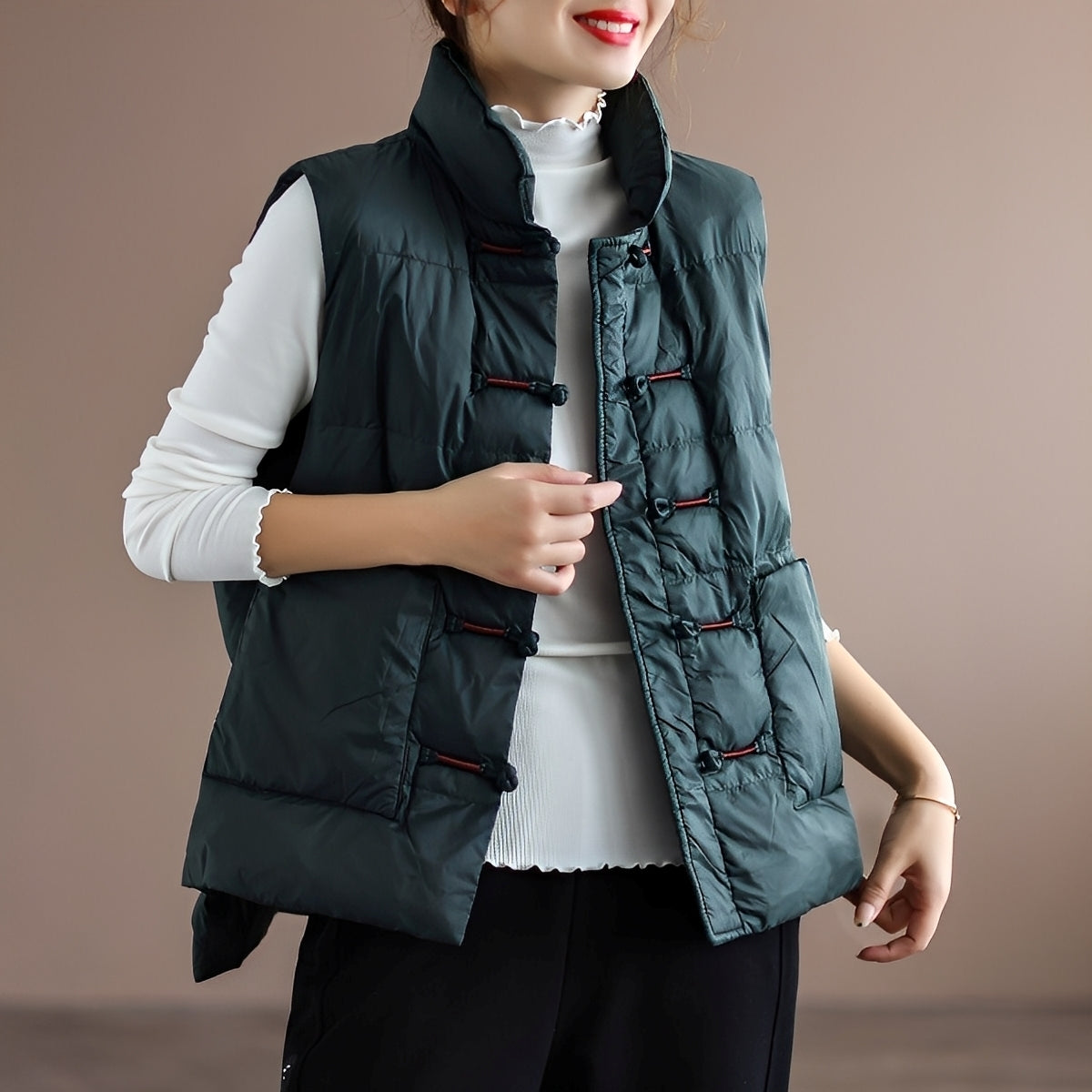 Amayah - Gilet invernale casual con tasche per donne