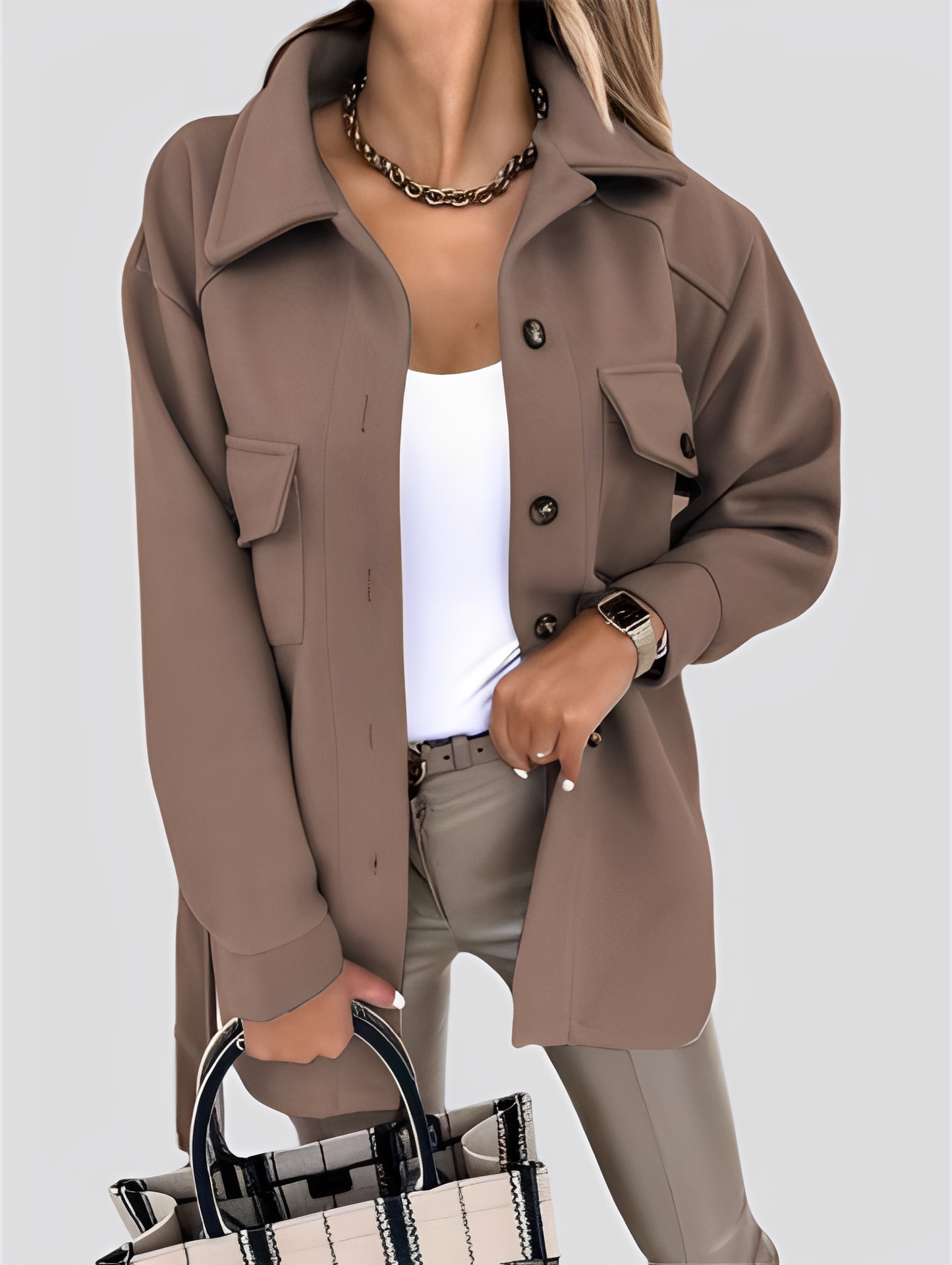 Tiffanie - Giacca moderna e leggera di lana con colletto a revers per donna