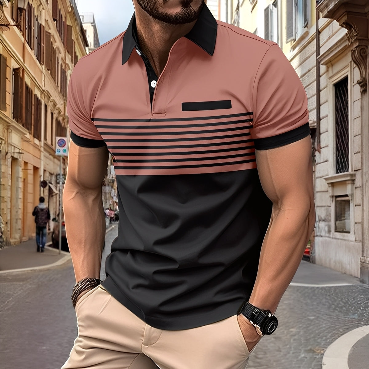 Rayden - Raffinata polo a righe da uomo