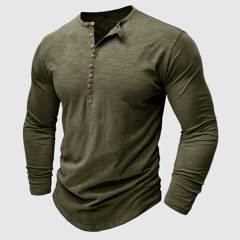 Ansel - Camicia informale in cotone con bottoni per uomo