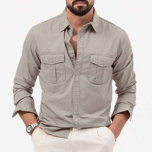 Dennis - Camicia tradizionale a maniche lunghe con tasche per uomo