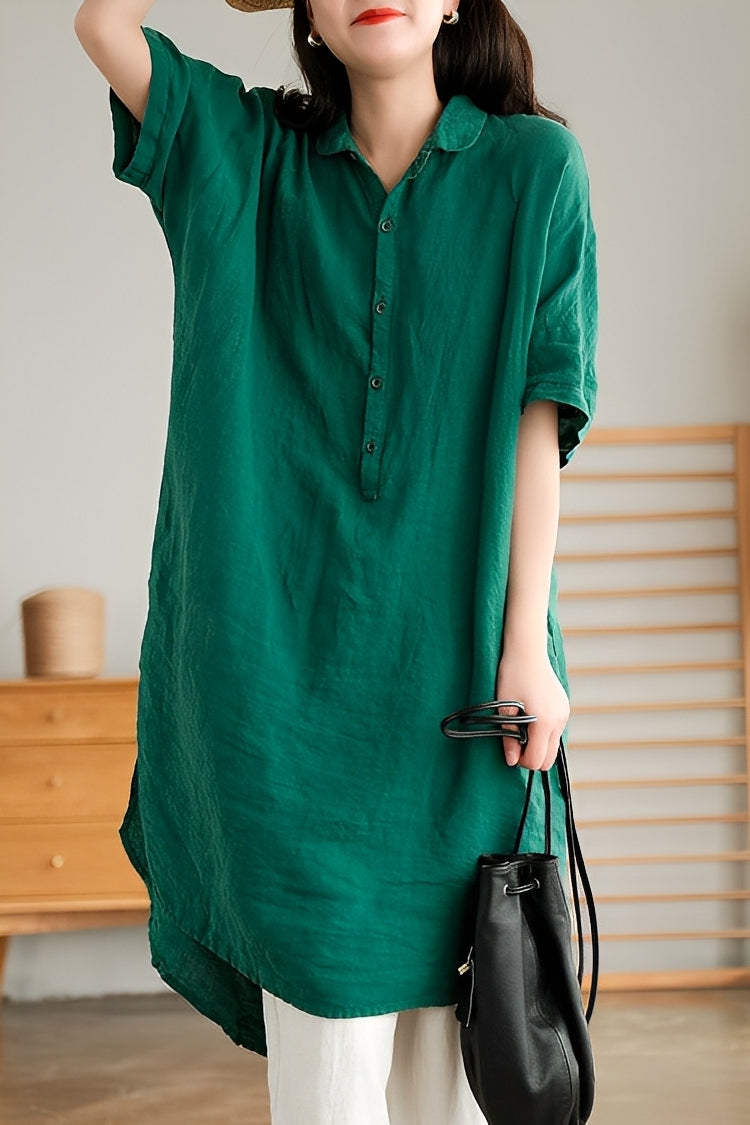 Krystina - Vestito camicia in lino leggero per donne