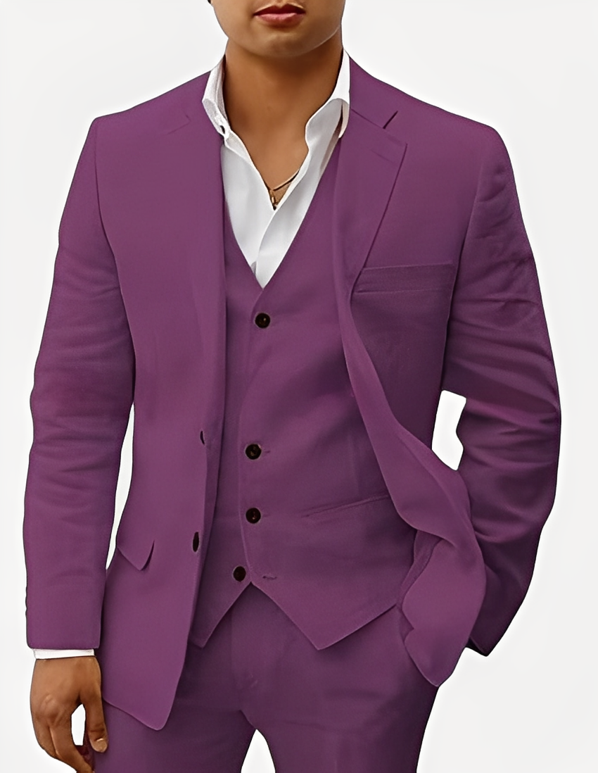 Beckham - Raffinato completo tre pezzi in lino per uomo