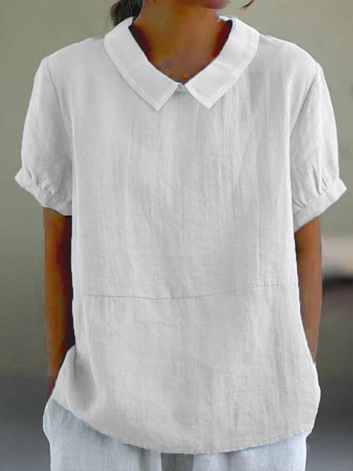 Trina - Top Casual in Cotone-Lino Traspirante