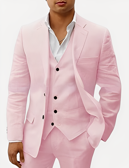 Beckham - Raffinato completo tre pezzi in lino per uomo