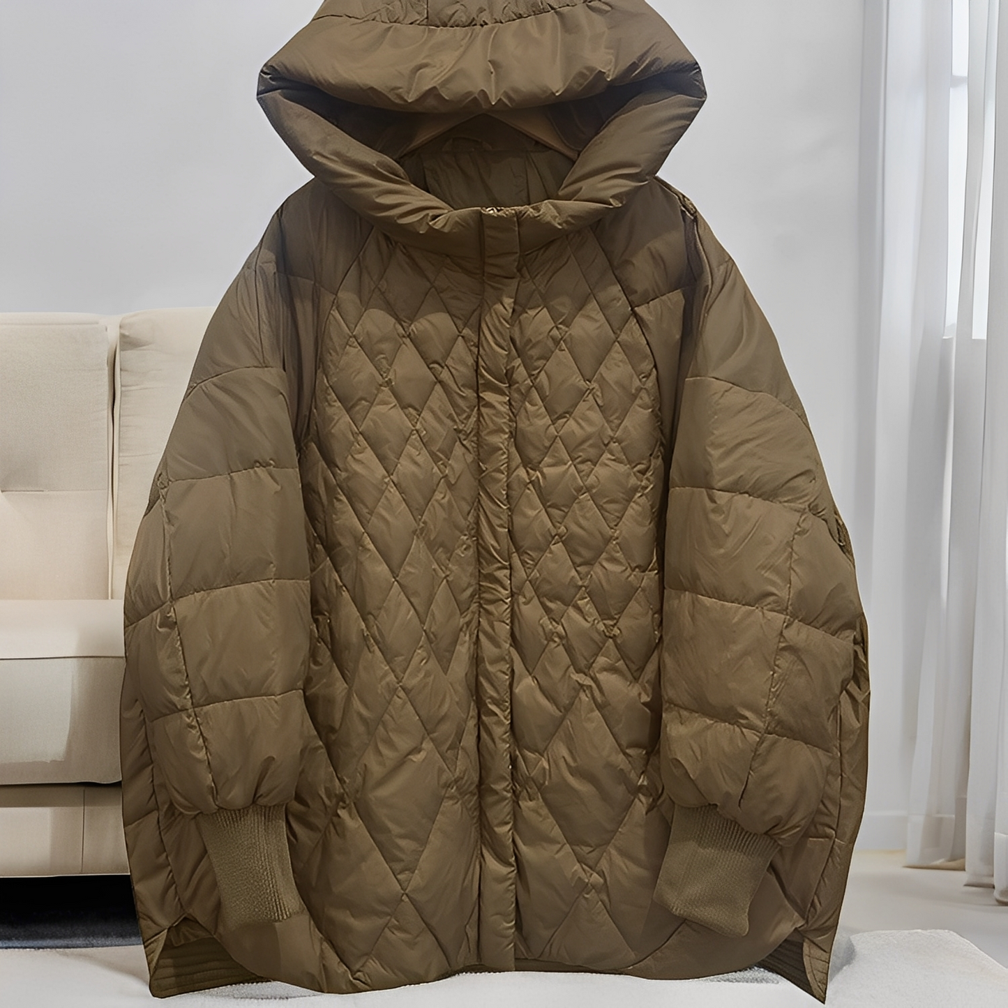 Abigail - Cappotto invernale informale in piuma con zip per donne