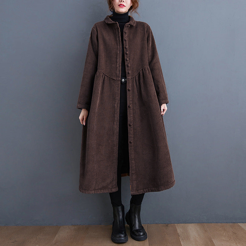 Amelia - Cappotto caldo in velluto a coste con vestibilità ampia per donne