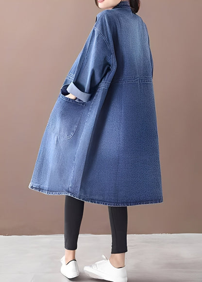 Jacinda - Giacca oversize in jeans con colletto alto per donne