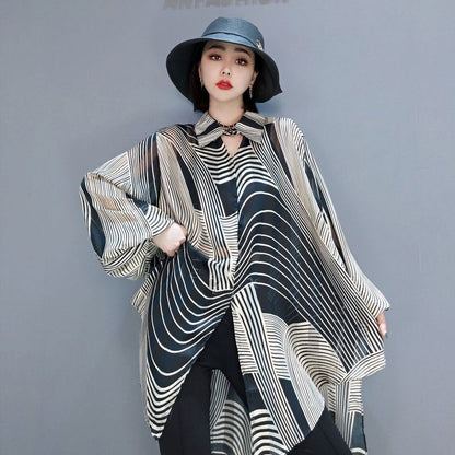 Hazel - Blusa di chiffon elegante con design asimmetrico per donne
