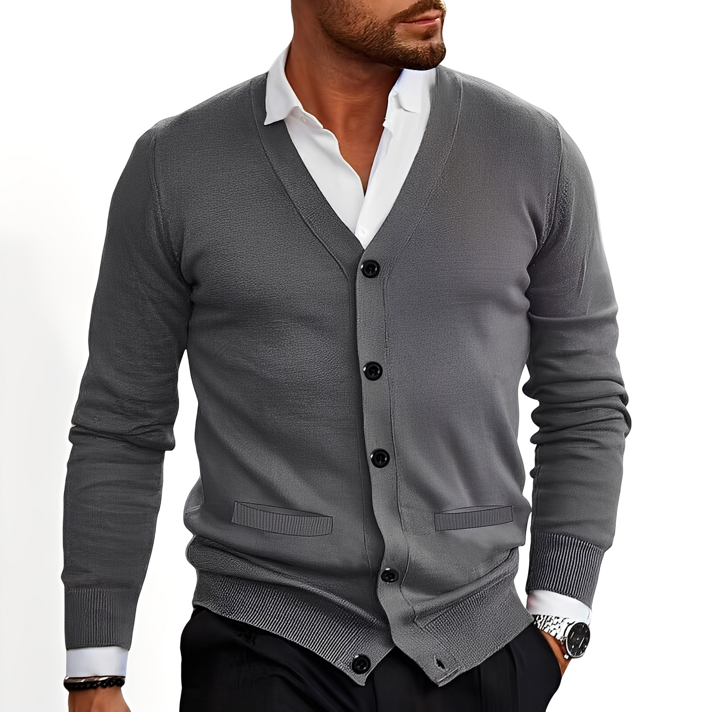 Kyler - Cardigan elegante con bottoni per uomo