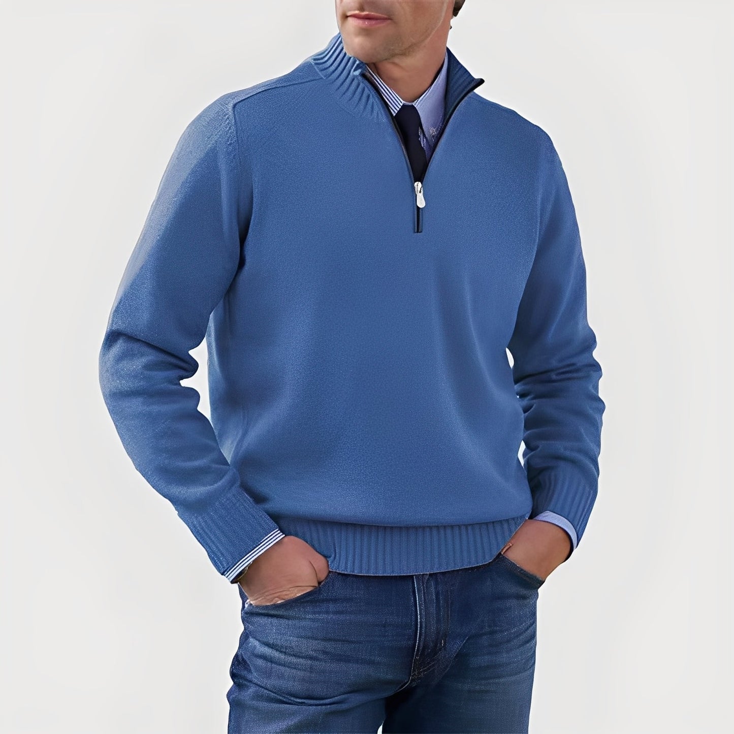 Nolan - Maglione da uomo con zip casual