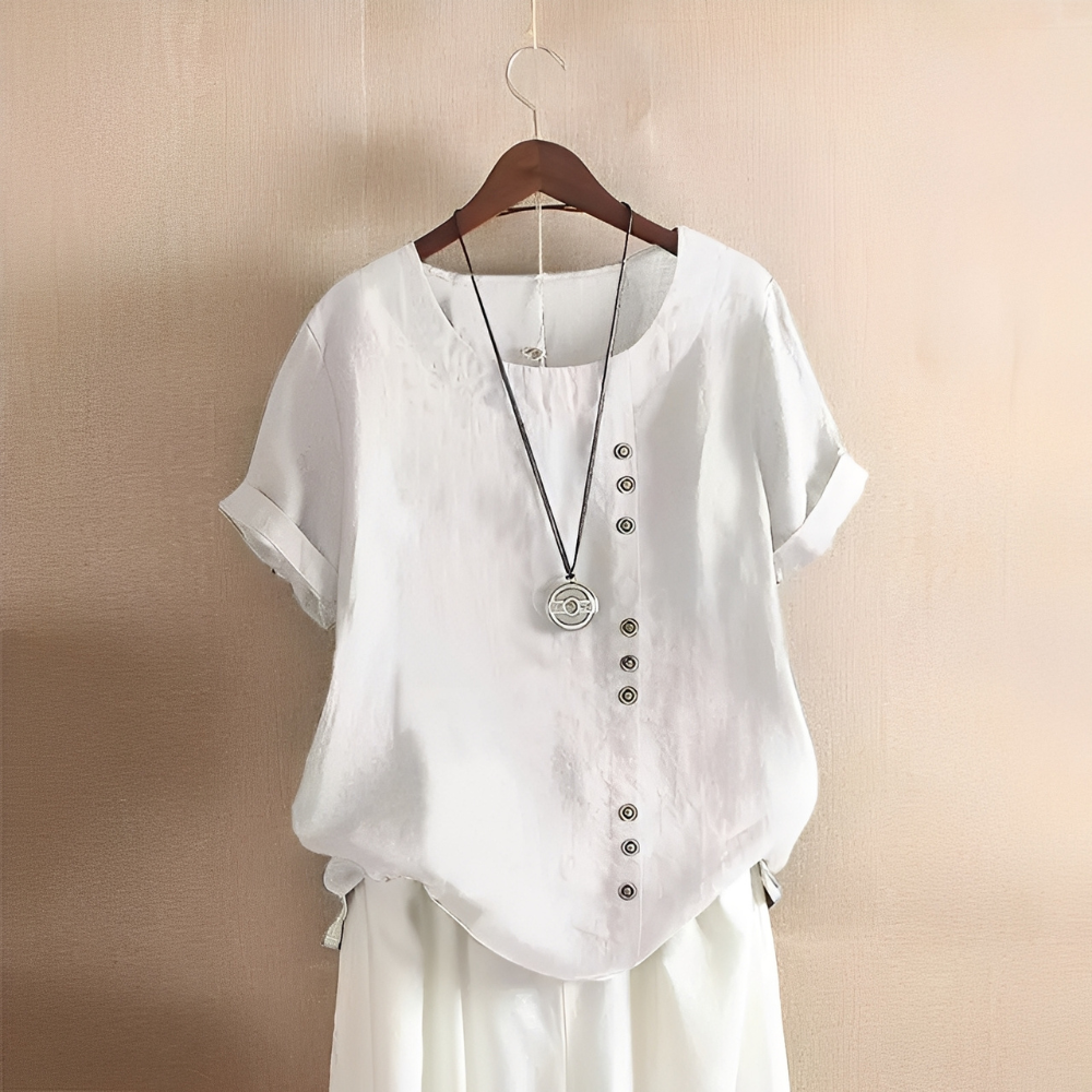 Corrine - Camicia classica in lino con vestibilità ampia per donne