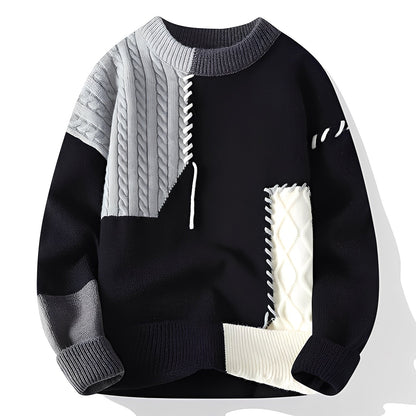 Curtis - Maglione in Pile Elegante con Design a Blocchi di Colore per Uomo