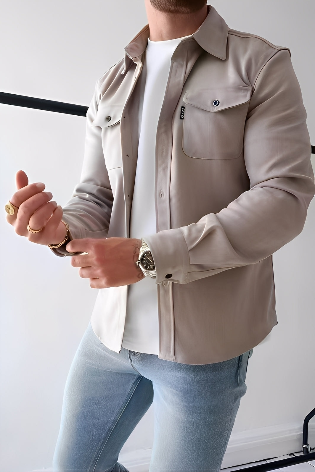 David - Camicia da uomo con tasche per un look informale