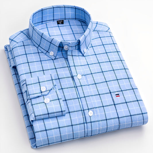 Nikolas - Camicia da uomo a quadri casual in cotone