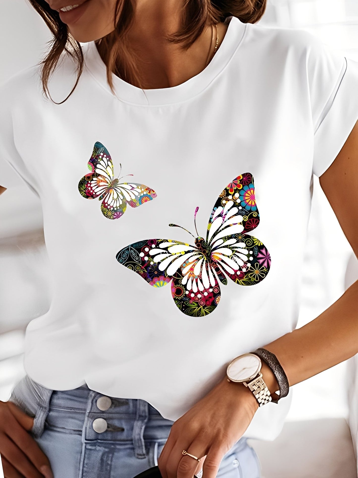 Annalise - Camicia a maniche corte per donne con stampa casuale