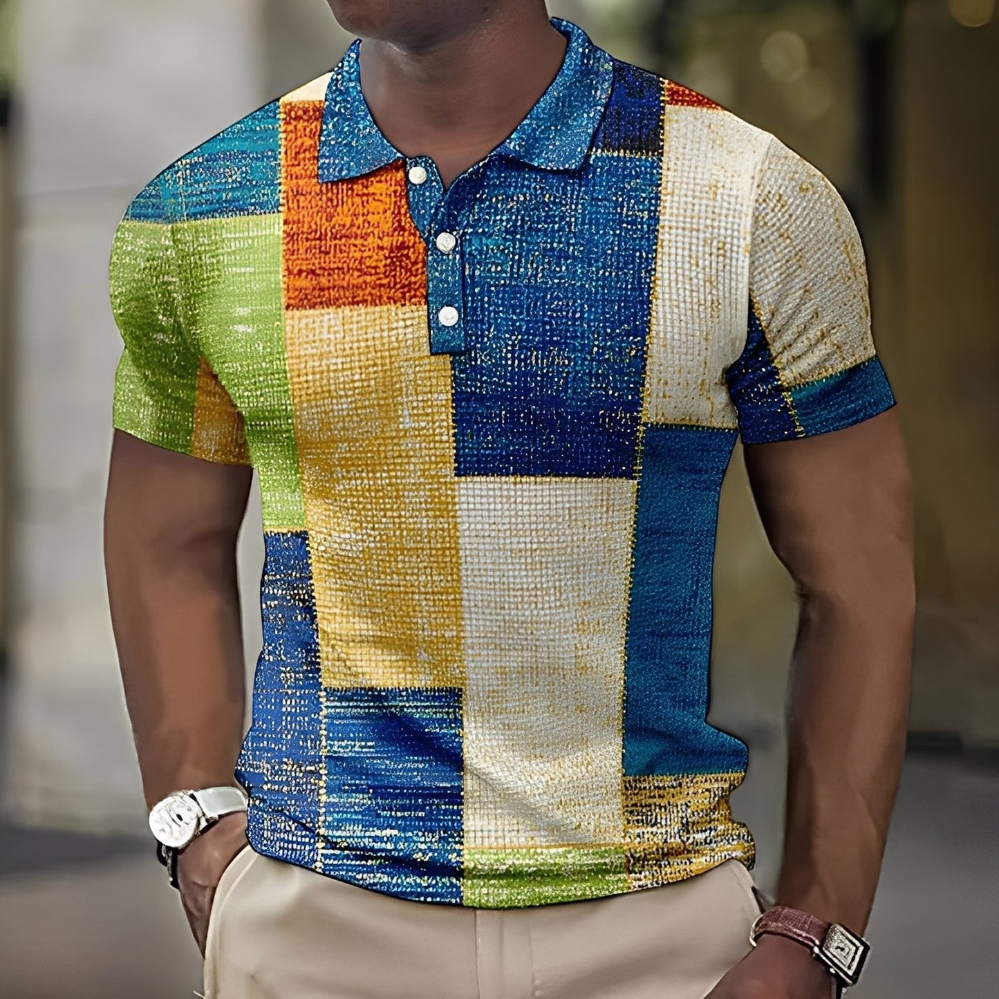 Reginald - Polo elegante e multicolore da uomo