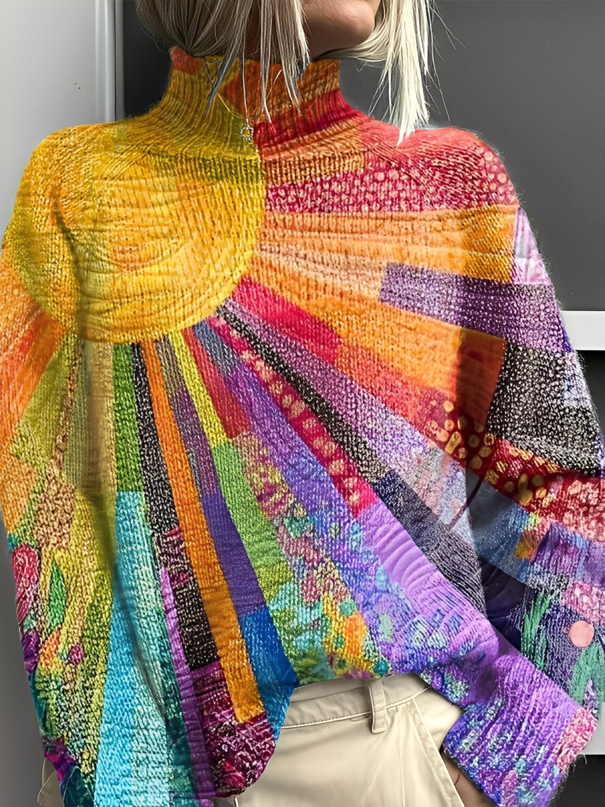 Giselle - Maglione elegante e colorato a collo alto per donne