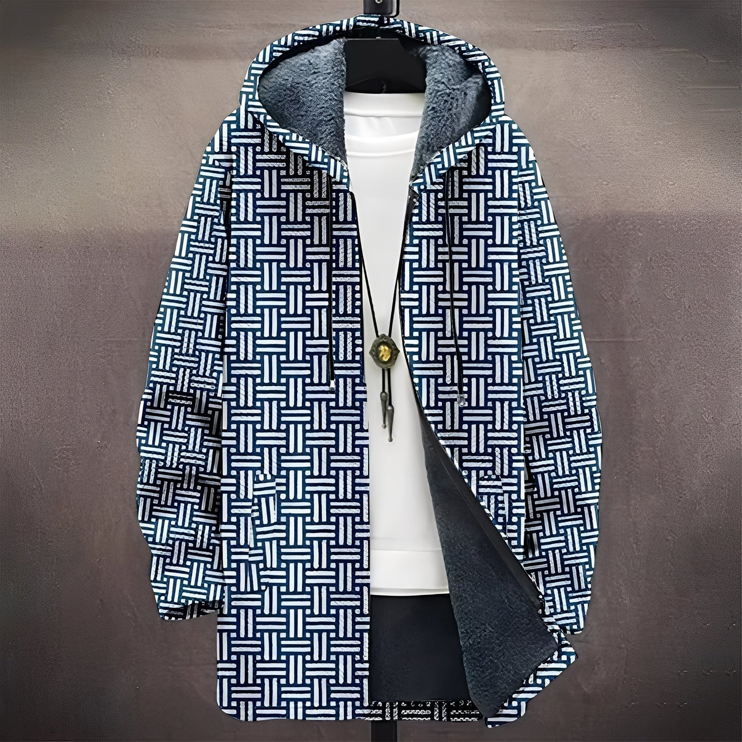 Wiley - Elegante cappotto stampato per uomo, adatto a diverse occasioni