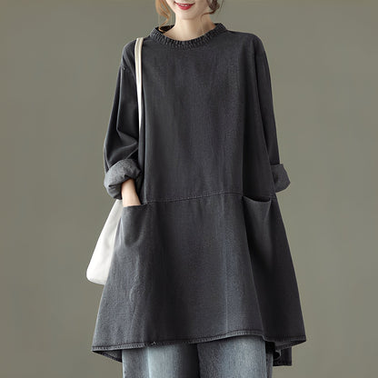 Valerie - Vestito lungo informale in jeans con tasche per donne
