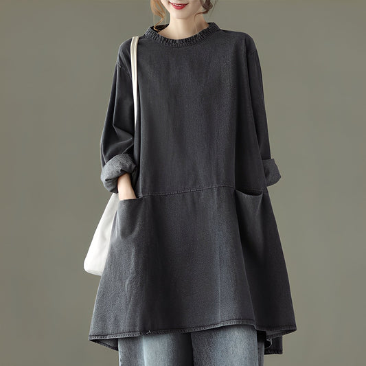 Valerie - Vestito lungo informale in jeans con tasche per donne