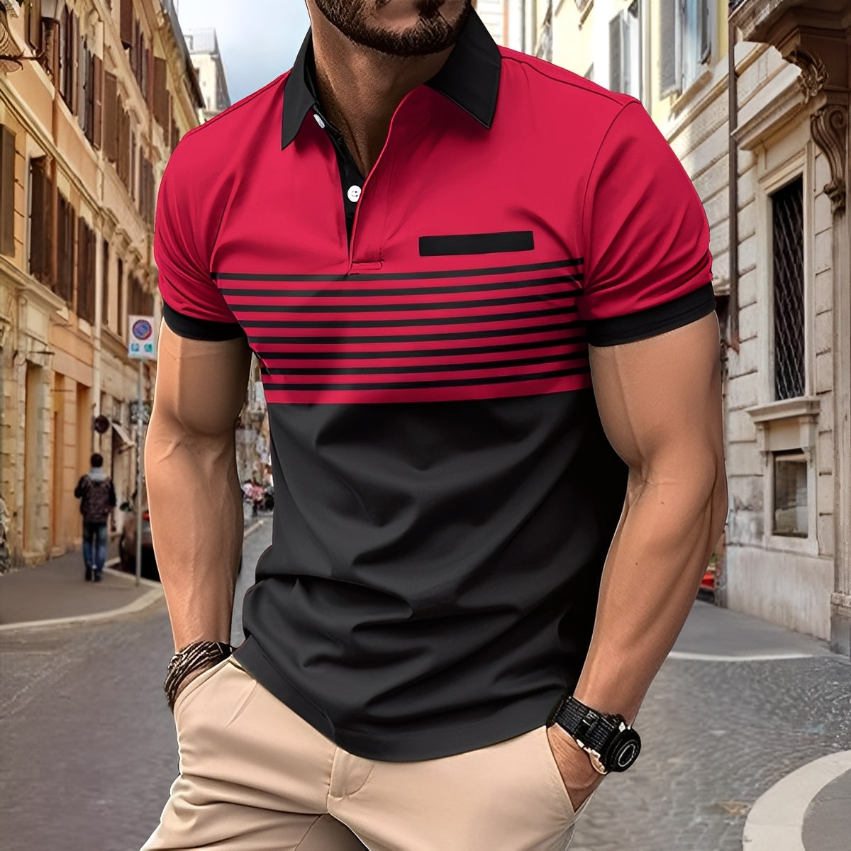 Rayden - Raffinata polo a righe da uomo