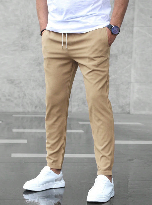 Allan - Pantaloni casual aderenti con elastico e coulisse per uomini