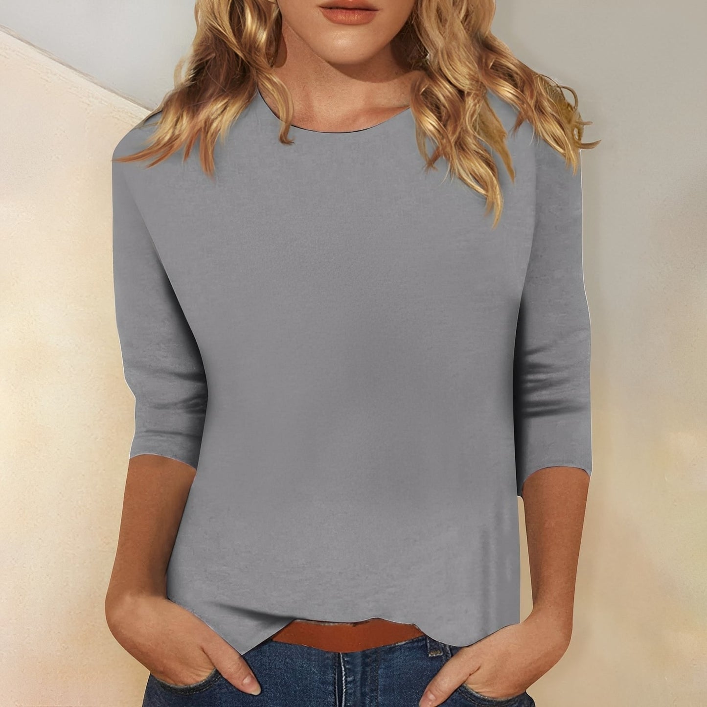 Katherina - T-shirt casual a maniche lunghe con scollo tondo per donne