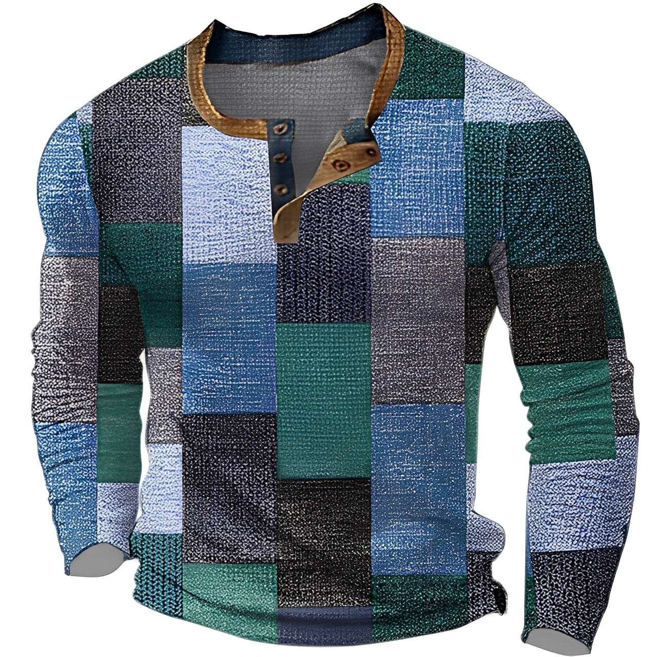 Brennan - Camicia da uomo stampata con maniche lunghe per un look informale