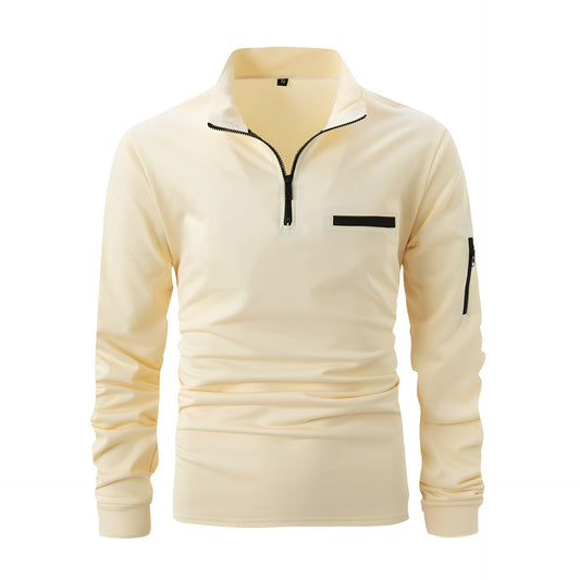 Lucian - Camicia da uomo casual con zip e tasca