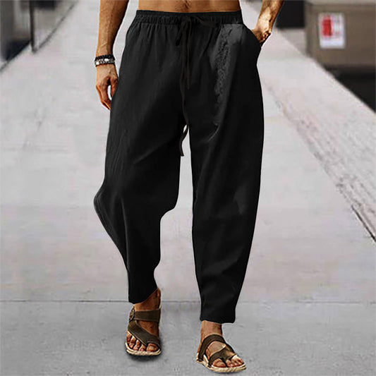 Titus - pantaloni da spiaggia da uomo realizzati in cotone e lino