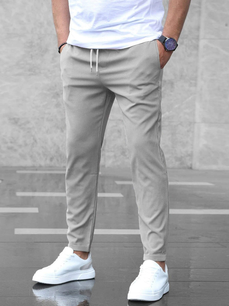 Allan - Pantaloni casual aderenti con elastico e coulisse per uomini