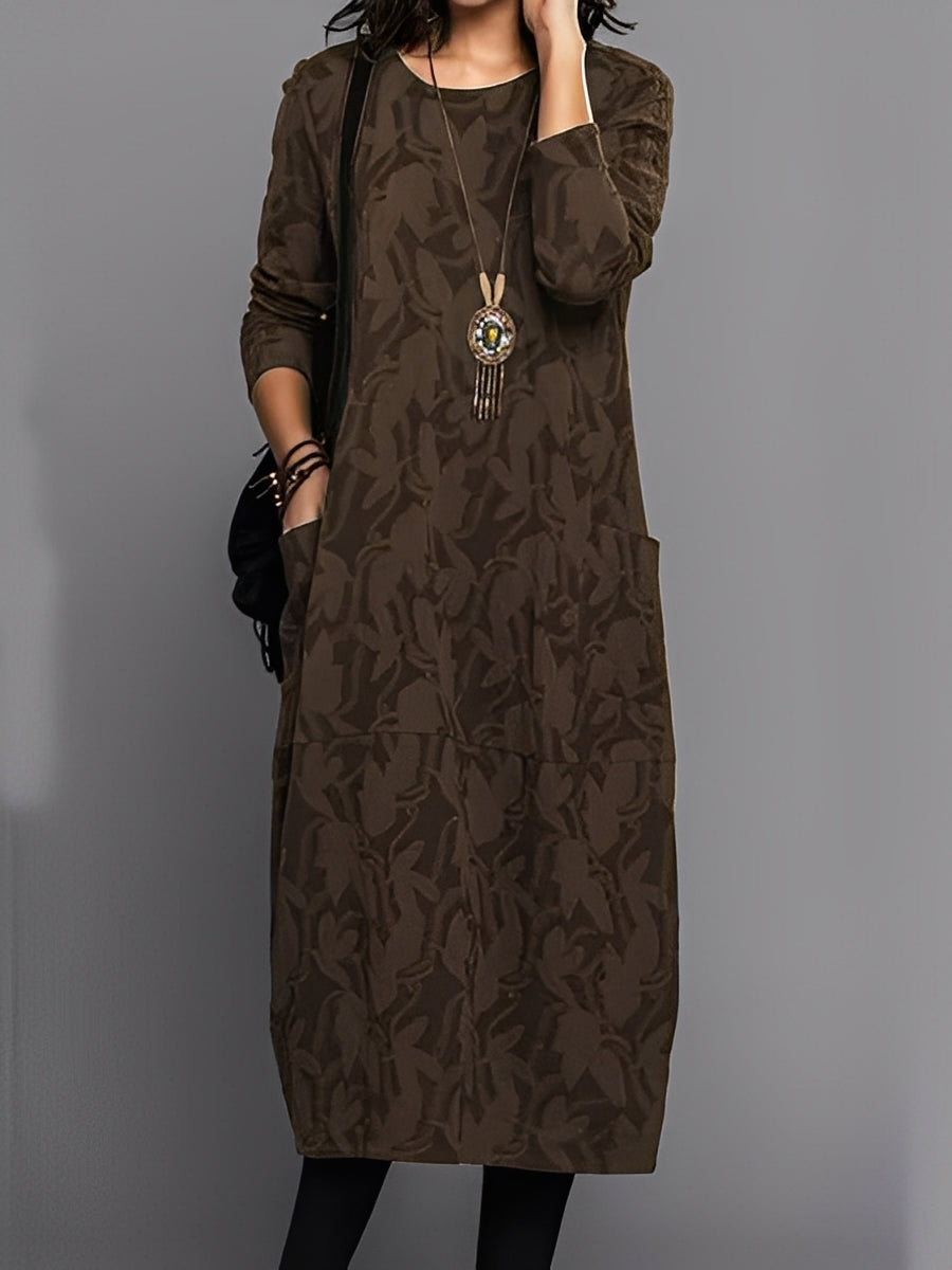 Kadence - Elegante vestito a maniche lunghe con fantasia per donne