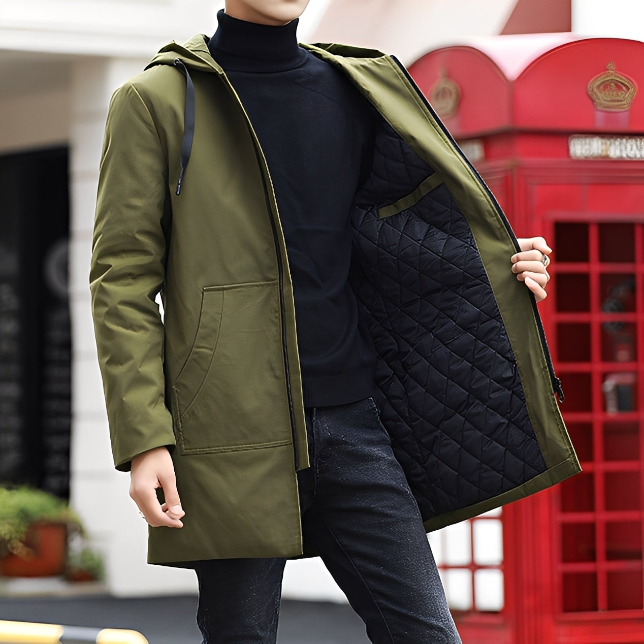 Derren - Giacca casual e leggera con cappuccio per uomo