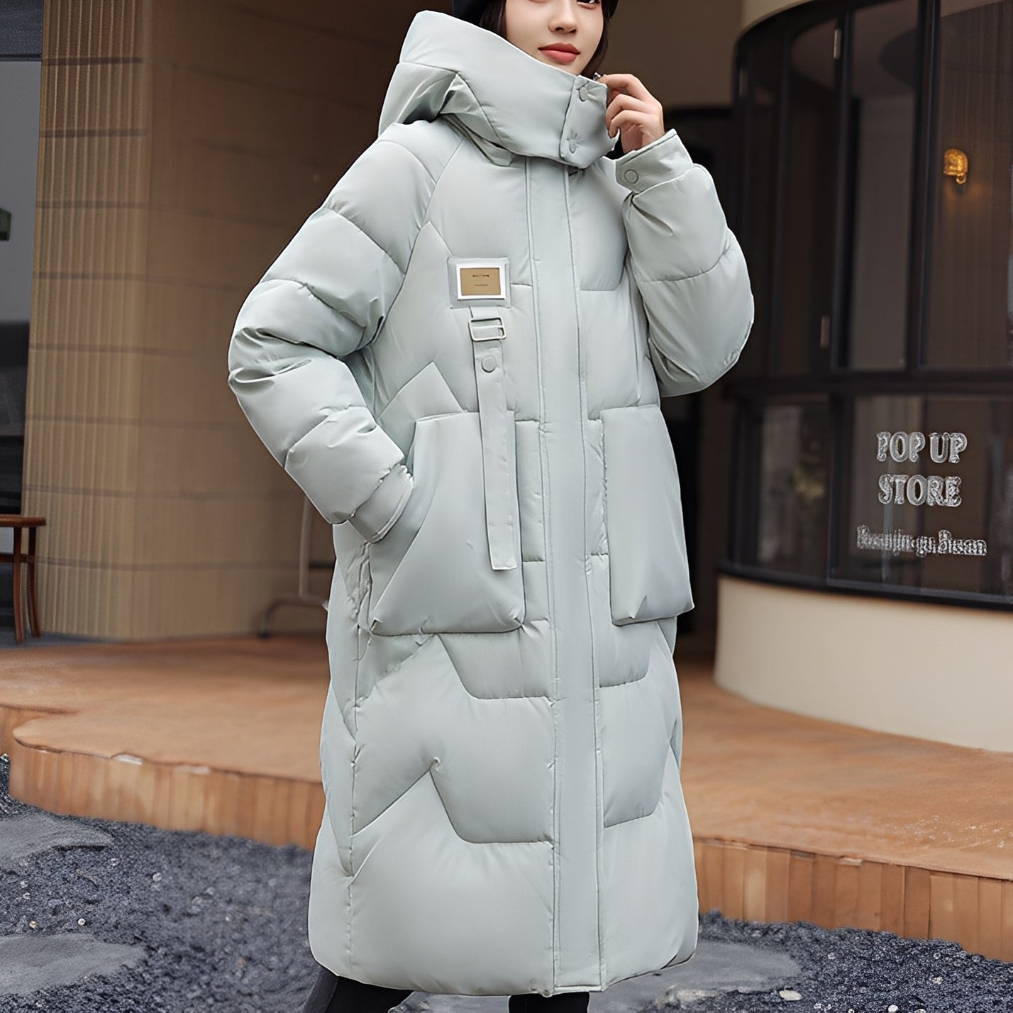 Rexanne - Giacca lunga elegante con cappuccio per donne