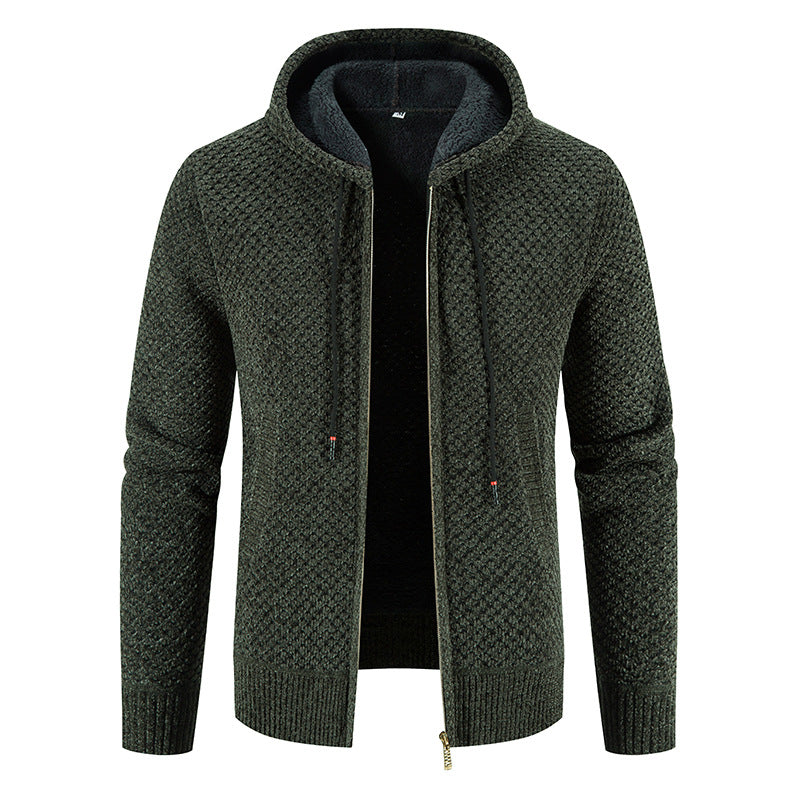 Reynard - Elegante cardigan in pile con cappuccio da uomo