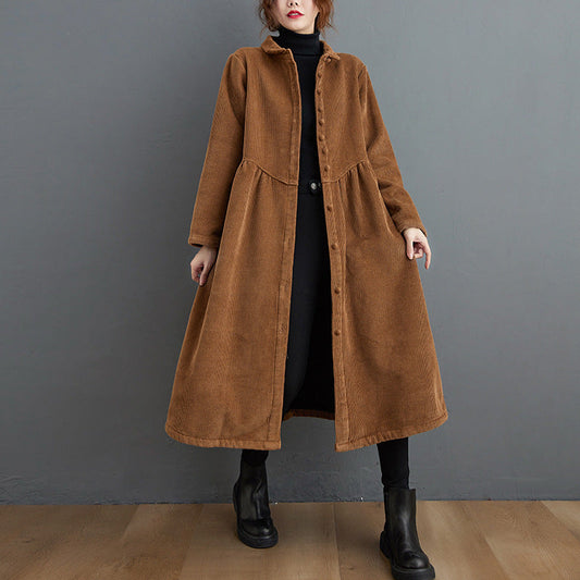 Amelia - Cappotto caldo in velluto a coste con vestibilità ampia per donne