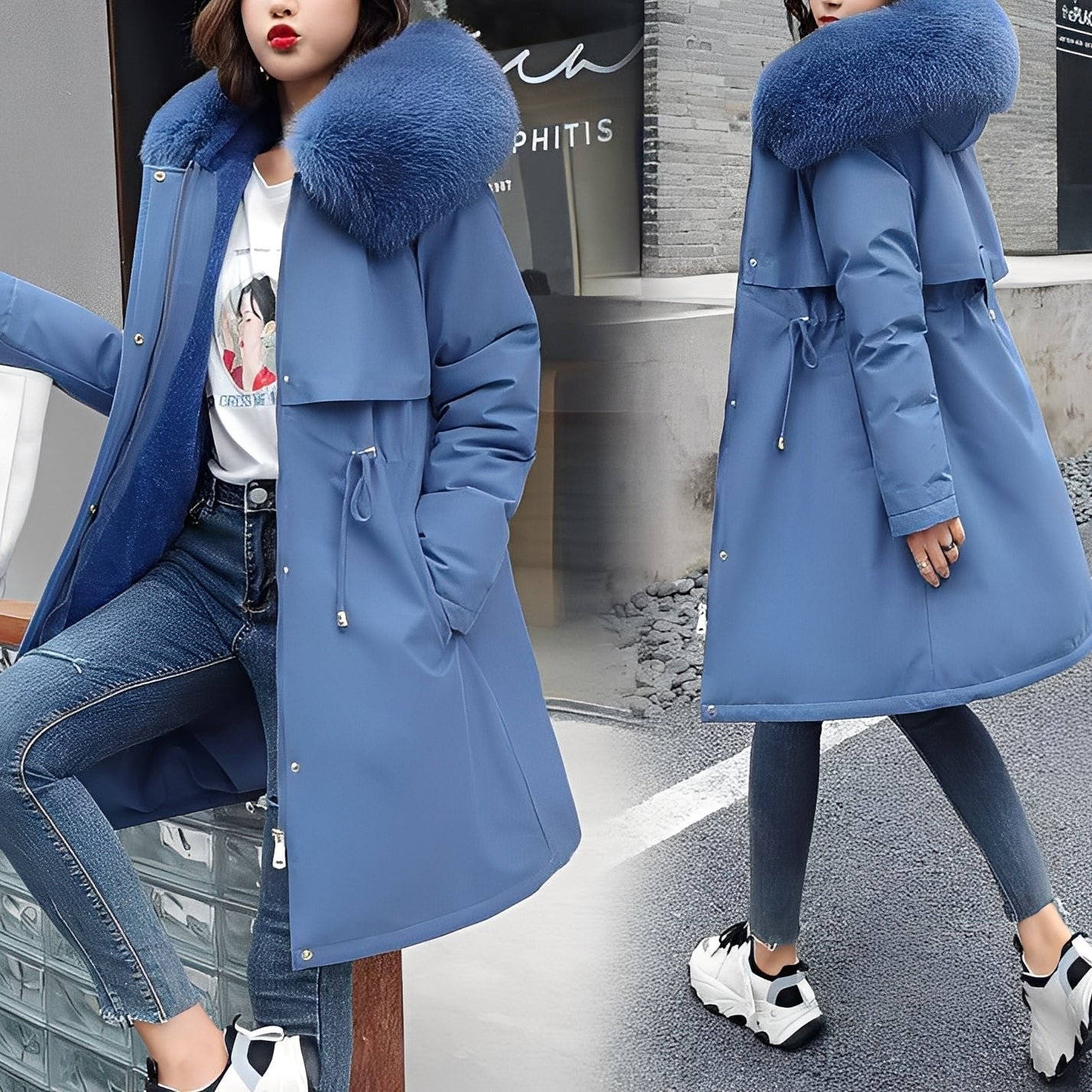 Evette - Cappotto imbottito caldo e di stile con cappuccio per donne