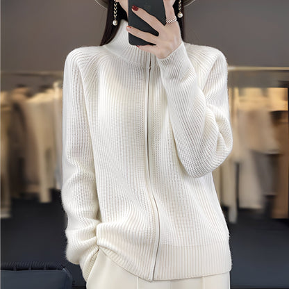 Margaret - Cardigan in lana con zip da donna