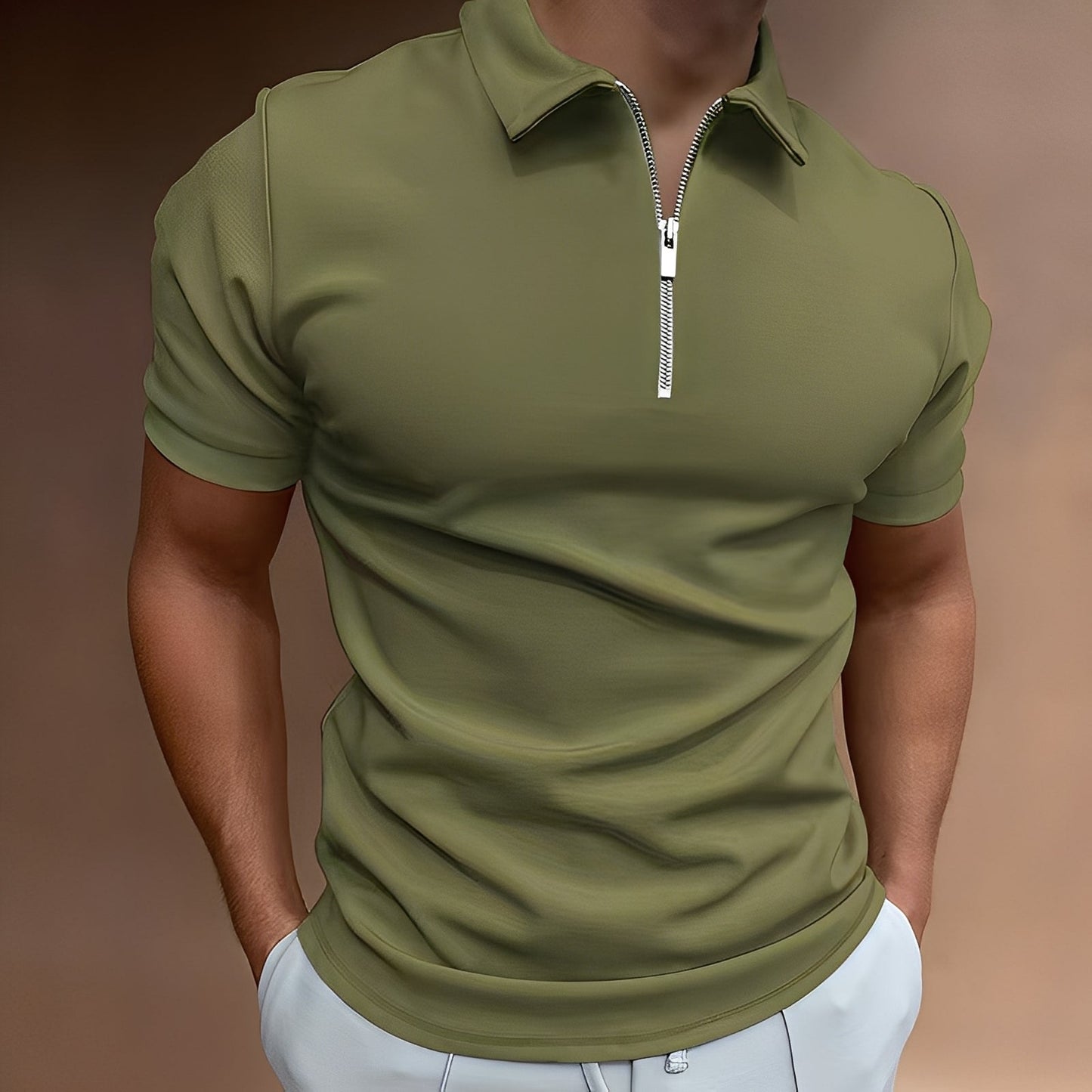 Hubert - Elegante Polo con Zip per Uomini