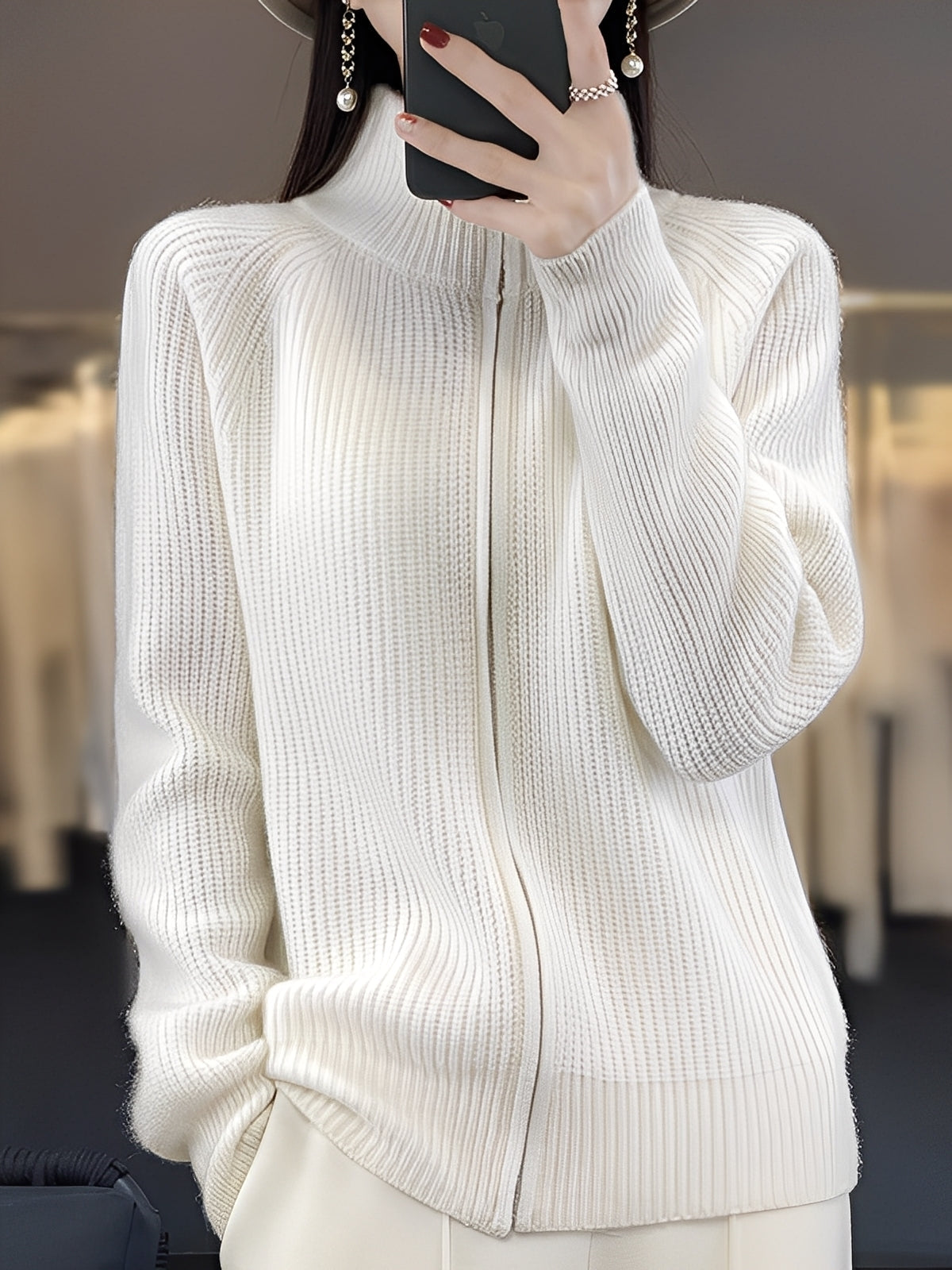 Brylee - Pullover di lana alla moda con zip per donne