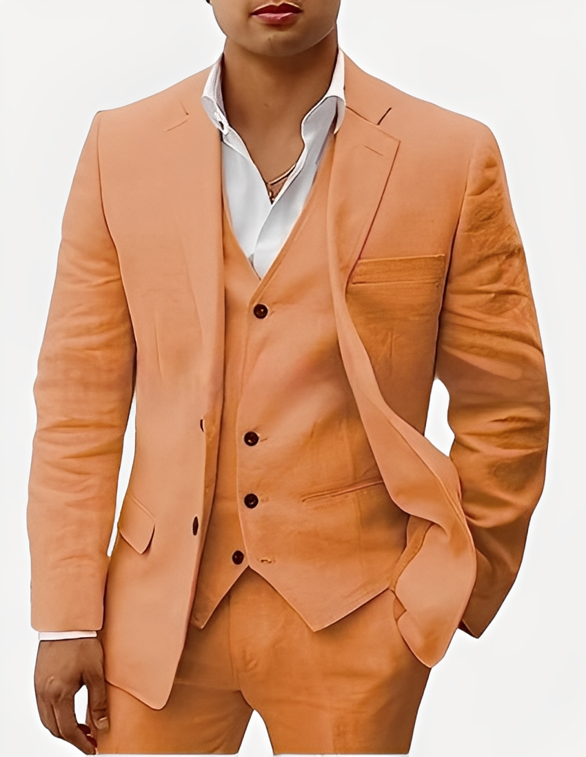 Beckham - Raffinato completo tre pezzi in lino per uomo