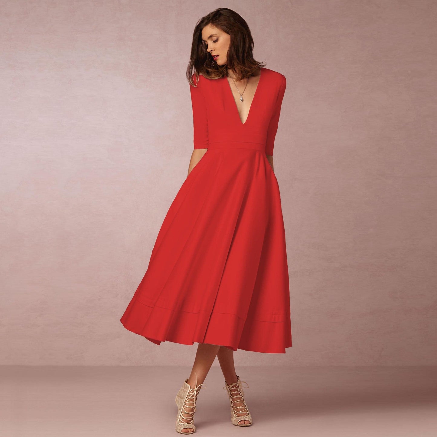 Sharise - Vestito casual con scollo a V per donne