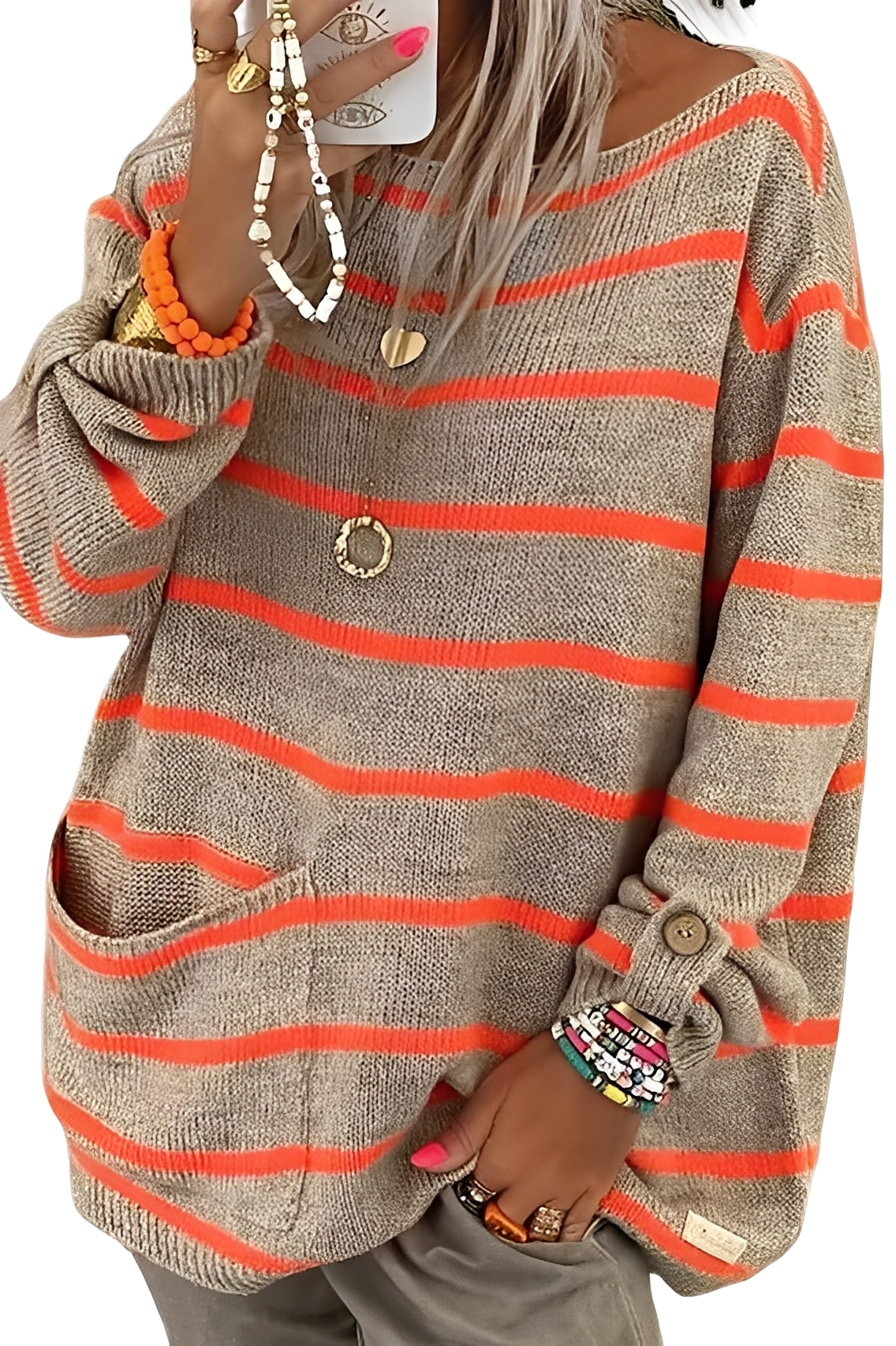 Elianna - Maglia a righe informale e larga per donne