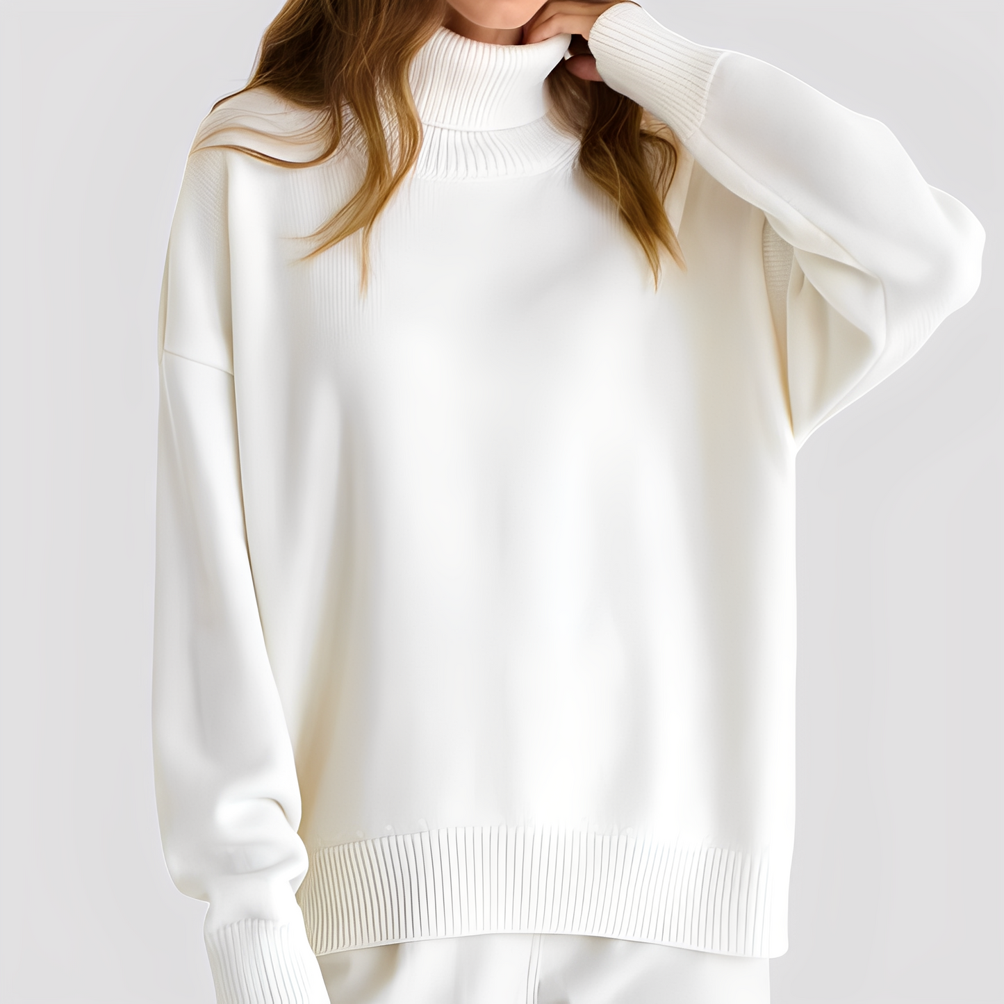 Nylah - Maglione Oversize Semplice a Collo Alto per Donne