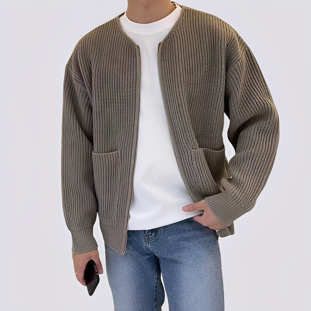 Willy - Cardigan da uomo a maglia morbida con zip