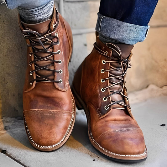 Garrick - Solidi stivali in pelle vintage per uomini
