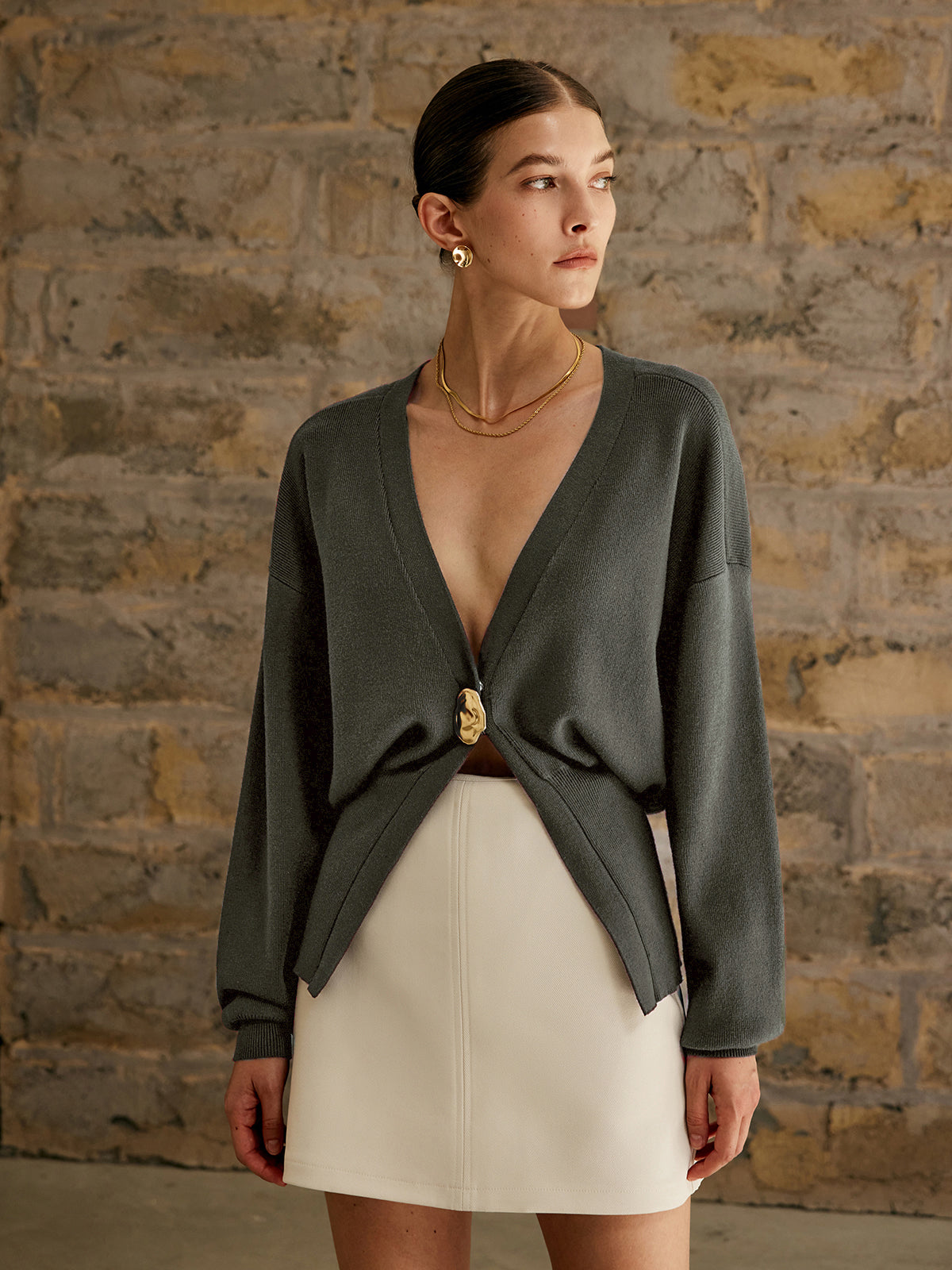 Clarissa – Strickjacke con bottoni dorati