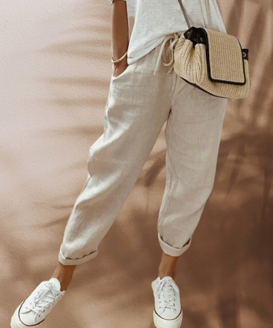 Bibi - Pantaloni in lino casual e stilosi per donna