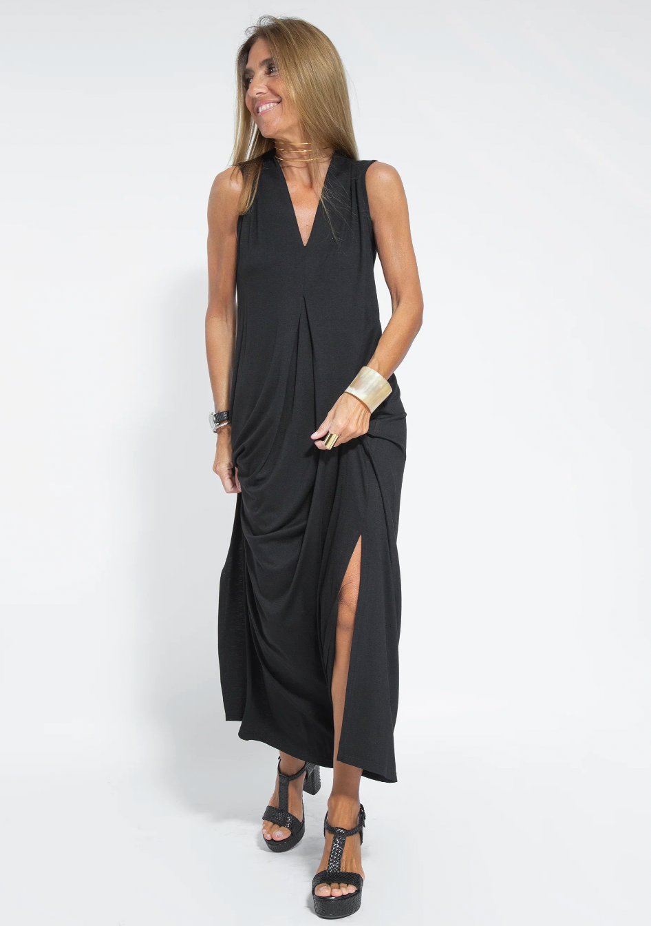 Eva - Abito lungo snellente con giacca coordinata